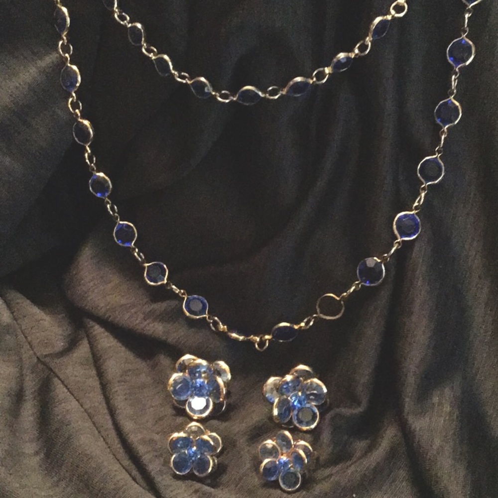Two sisters blue choker and necklace set.